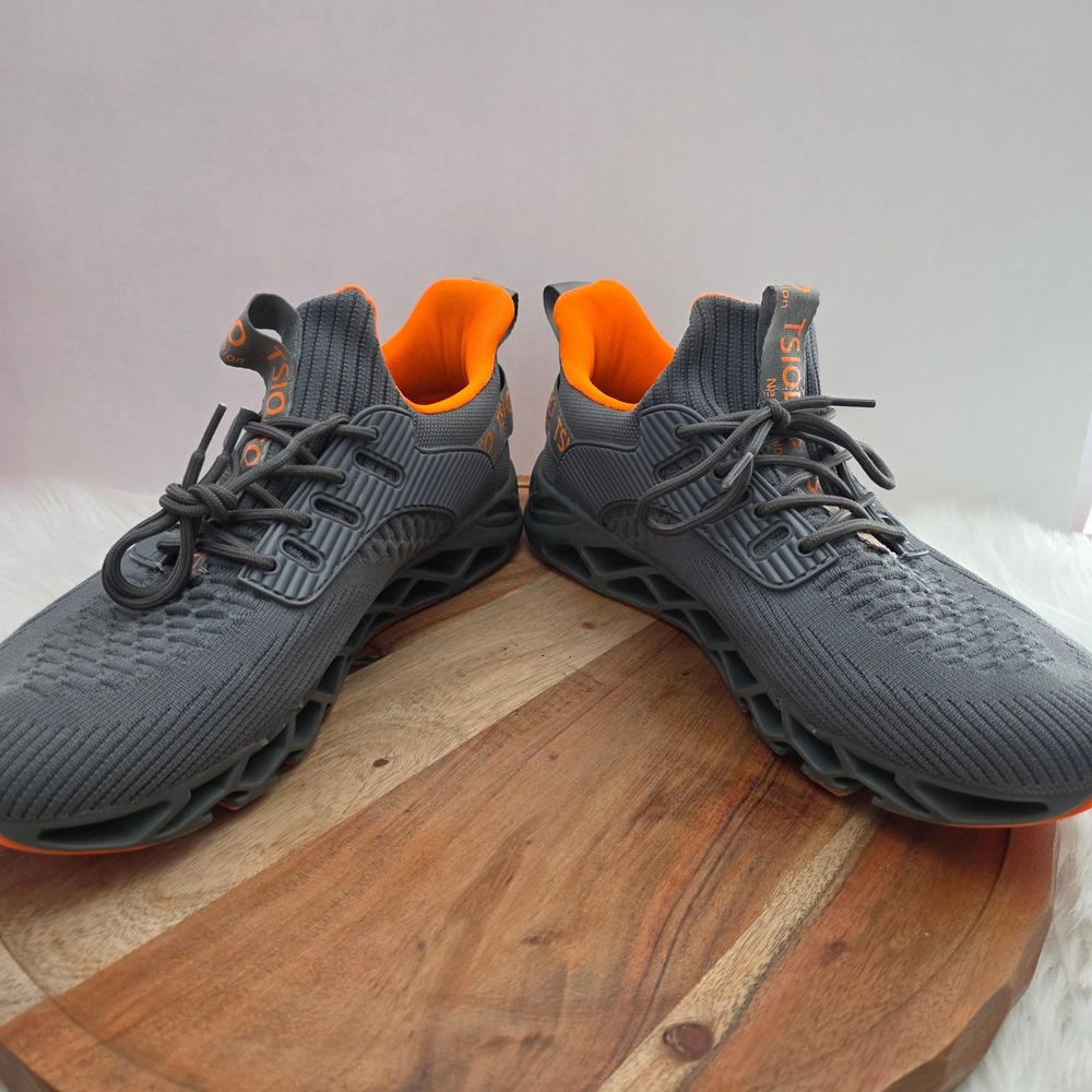 TSIODFO Mens Grey Orange Blade Running Sneakers Athletic Shoes Sz 45‎ US 11-11.5 - Picture 10 of 12
